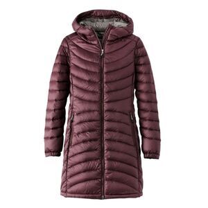 L. L. BEAN SIZE LARGE ULTRALIGHT 850 DOWN HOODED THREE QUARTER LENGTH COAT